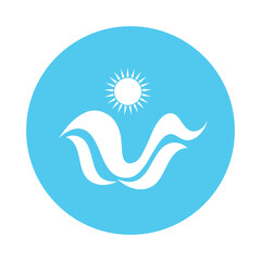 sun and sea waves logo, beach waves, minimalist and simple modern concept with flat colors design template illustration vector