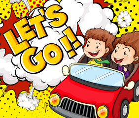 Abbreviation and facial expression retro comic banner design