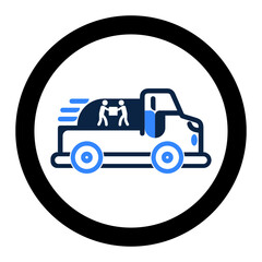 Delivery refugee transport truck icon