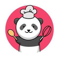 Cute chef panda cartoon design