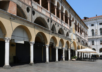 Fototapeta premium Main square of Padua City called PIAZZA DELLE ERBE that means Square of Vegetables and fruits