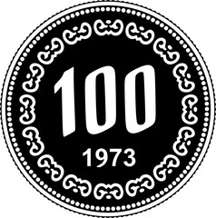 korean coin 100 won handmade vector design laser cutting