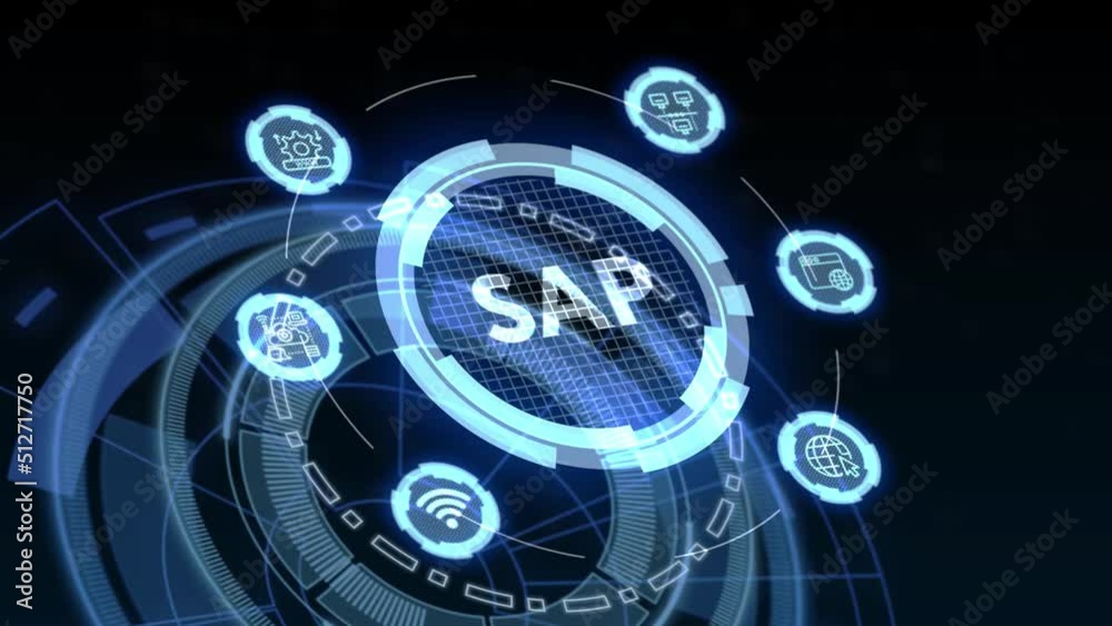 Wall mural sap system software automation concept on virtual screen data center. business, modern technology, i