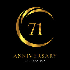 71th golden anniversary logo design for wedding or marriage, greetings, happy birthday, ceremony, event party, invitation card, brochure, banner, poster, magazine.
