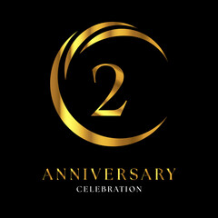 Obraz premium 2nd golden anniversary logo design for wedding or marriage, greetings, happy birthday, ceremony, event party, invitation card, brochure, banner, poster, magazine.