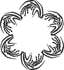 floral frame with leaves handmade silhouette