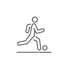 Fototapeta na wymiar soccer concept, running player with ball. line symbol on a white background. vector illustration