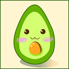cute smiley fresh avocado