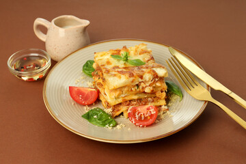 Concept of delicious Italian cuisine food - Lasagna