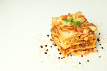 Concept of delicious food - Lasagna, space for text