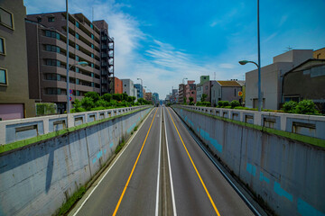 Obraz premium A empty urban street in Tokyo wide shot