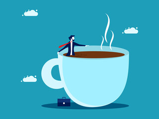 Businessman relaxing on a cup of coffee. business concept vector illustration