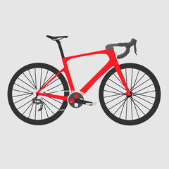 red mountain bike isolated from gray background. 