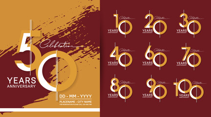 set of anniversary logotype modern pop art style color for celebration