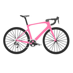 Pink mountain bike isolated from white background.