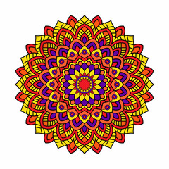 Vector hand drawn doodle mandala. Ethnic mandala with colorful tribal ornament. Isolated. Bright colors.