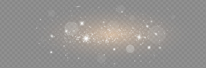 The dust sparks and golden stars shine with special light. Vector sparkles on a transparent background. Christmas light effect. Sparkling magical dust particles. © kume111000