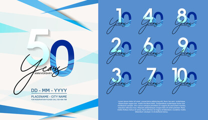 set of anniversary logotype modern pop art style color for celebration