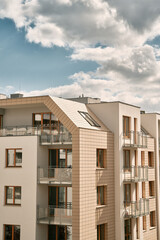 Fototapeta na wymiar Modern residential apartment house complex, outdoor facilities concept