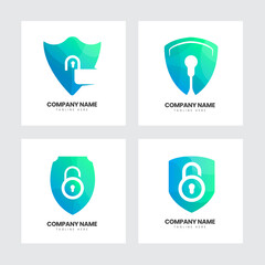 set of security shield logo design templates