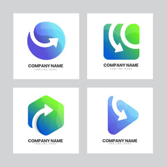 set of colorful arrow logo design templates