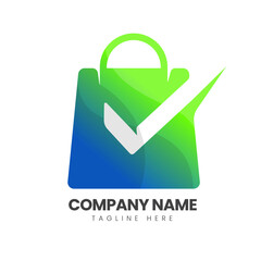 colorful shop logo tick design template