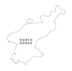 Line art north Korea map. continuous line europe map. vector illustration. single outline.