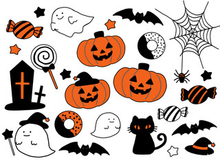 かわいいハロウィンセット　オレンジ黒