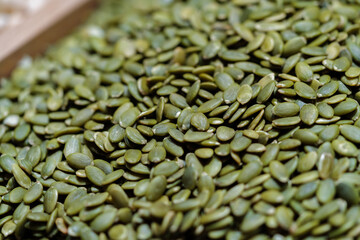 Pumpkin seeds in a sack for sale