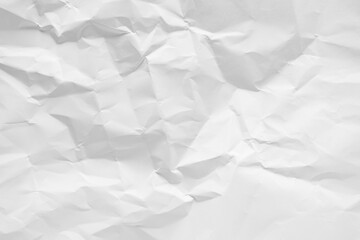 White crumpled paper texture background, clean white wrinkled paper, top view.