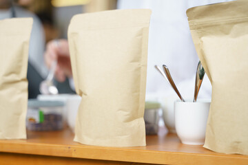 Paper product bag contain coffee