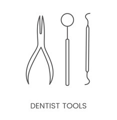 Linear icon dentist tools. Vector illustration for dental clinic
