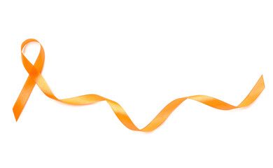 Orange ribbon on white background. Kidney cancer concept