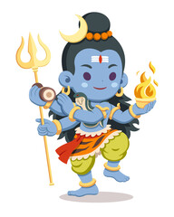 Cute style Hindu god Lord Shiva cartoon illustration
