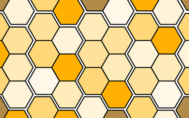 Yellow honeycomb pattern background, beige mosaic structure wallpaper