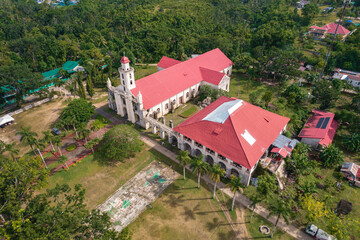 Albuquerque, Bohol, Philippines - Aerial of The Santa Monica Parish Church of Alburquerque,...