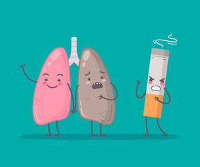 Cigarette Lungs Characters Composition