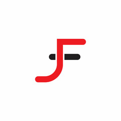letter jf simple geometric colorful line logo vector