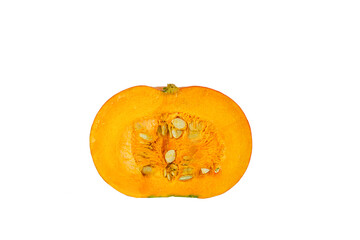 Half a yellow pumpkin. Isolated