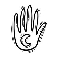 Magic hand. Mystical element. Hand drawn magical vintage sign. Astrology