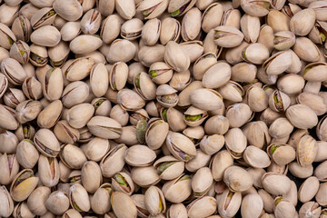 pistachios or nuts background top view close-up