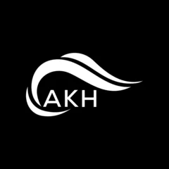 Deurstickers AKH letter logo. AKH best black background vector image. AKH Monogram logo design for entrepreneur and business.  © image