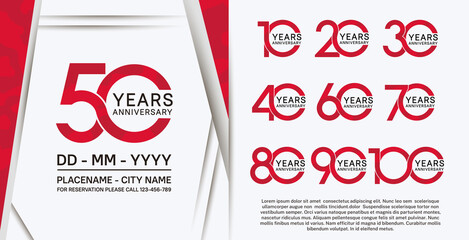 set of anniversary logotype modern pop art style color for celebration