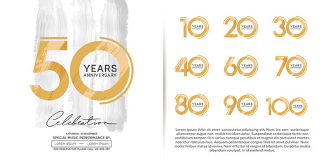 set of anniversary logotype modern pop art style color for celebration