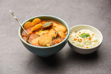 mini idli or idlies with sambar and coconut chutney- South Indian breakfast