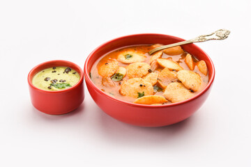 mini idli or idlies with sambar and coconut chutney- South Indian breakfast