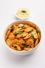 mini idli fry with coconut chutney
