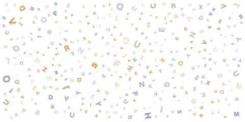 Various Colorful Random Randomly Placed and Sized Letters Pattern - Texture, Background, Design Element in Editable Vector Format