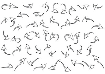 Curve arrow vector icons, set round arrow up and down, black line collection. 