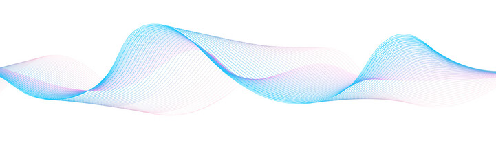 Abstract blue smooth wave on a white background. Dynamic sound wave. Design element. Vector illustration.